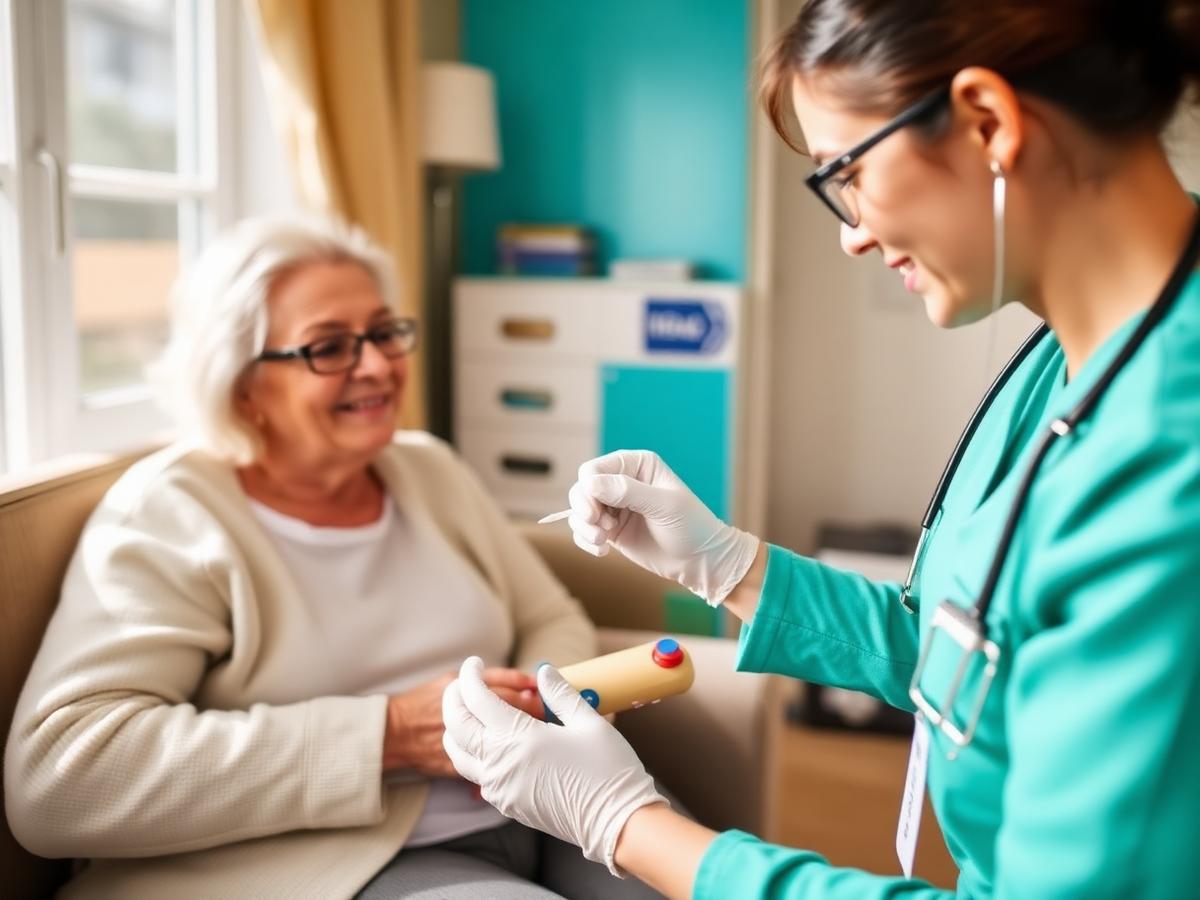 Phlebotomist collecting a sample at a patient's home